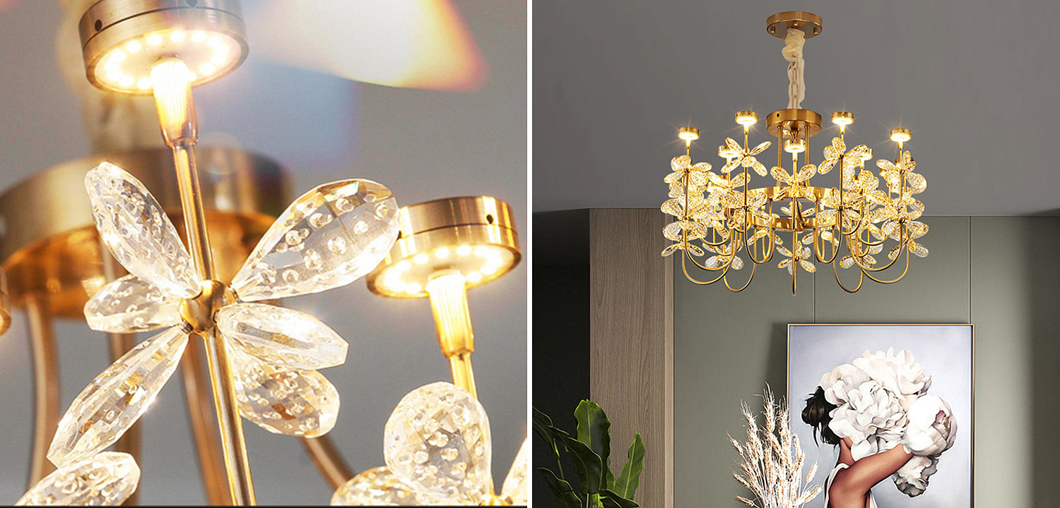 Люстра с хрустальными цветами Crystal Flowers Chandelier Люстра с хрустальными цветами Crystal Flowers Chandelier - Loft-Concept в Саратове
