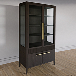 Витрина Primo со стеклянными фасадами и буфетом шпон Темный орех варинант исполнения - 3 | Loft Concept в Саратове