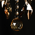 Люстра подвесная круглая с тканевым полупрозрачным абажуром и подвесками 4 лампы Gilded Elegance варинант исполнения - 7 | Loft Concept в Саратове