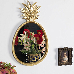 Зеркало овальной формы с золотистой рамкой и декоративной верхушкой в виде ананаса Pineapple Shine  варинант исполнения - 2 | Loft Concept в Саратове