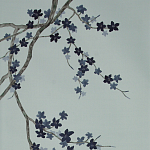 Обои ручная роспись Cherry Tree Original colourway on Adam Grey dyed silk варинант исполнения - 2 | Loft Concept в Саратове