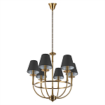 Люстра на металлическом основании бронзового цвета с 6-ю черными конусовидными абажурами Dignity варинант исполнения - 4 | Loft Concept в Саратове