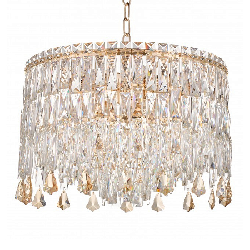 Люстра круглая с хрустальными подвесками на золотистом каркасе Roul Crystal Light Золотой Прозрачный Люстра круглая с хрустальными подвесками на золотистом каркасе Roul Crystal Light Золотой Прозрачный в Саратове | Loft Concept