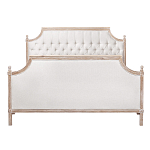 Кровать двуспальная светло-бежевая с основанием из массива дуба с мягким изголовьем Flax Beds варинант исполнения - 1 | Loft Concept в Саратове