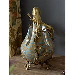 Чаша голубого цвета с оранментом и и бронзовыми фигурами леопардов Eden Garden варинант исполнения - 10 | Loft Concept в Саратове