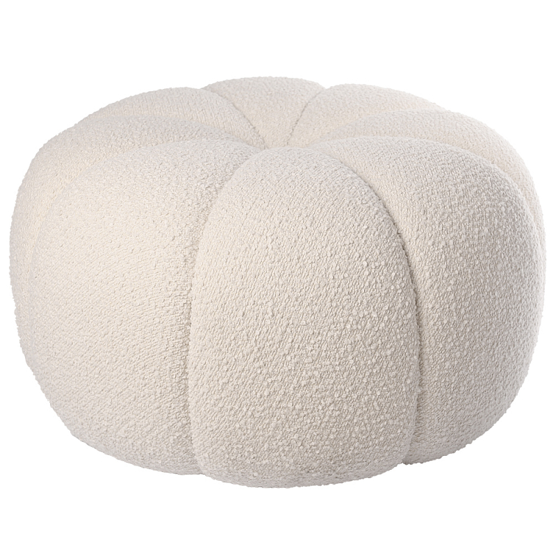 Круглый мягкий пуф с обивкой букле Gabrielle White Boucle Pouf Молочный Круглый мягкий пуф с обивкой букле Gabrielle White Boucle Pouf Молочный в Саратове | Loft Concept
