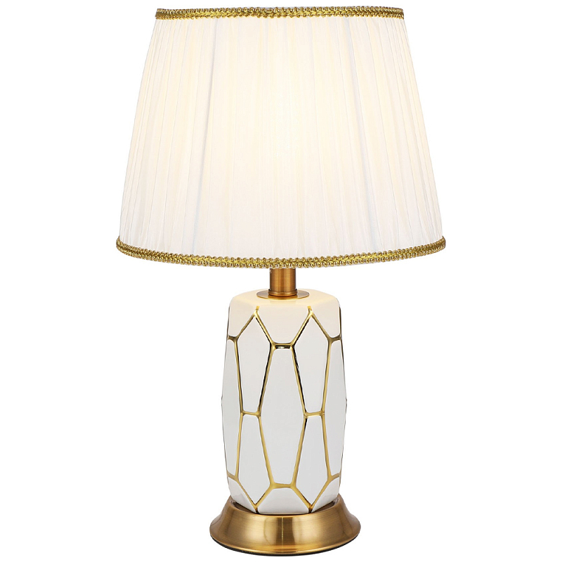 Настольная лампа с абажуром Fiorella Table Lamp White Белый Золотой в Саратове | Loft Concept 