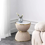 Дизайнерский журнальный стол фактурный с круглой белой столешницей Luler варинант исполнения - 1 | Loft Concept в Саратове