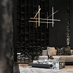 Люстра с 6-ю  пересекающимися цилиндрическими плафонами на тонких тросах Trumpet tube варинант исполнения - 8 | Loft Concept в Саратове