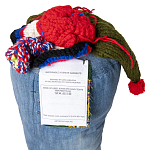 Подушка из джинсовой одежды и вязания Heart&Brain варинант исполнения - 3 | Loft Concept в Саратове