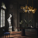 Люстра подвесная с 22-мя гранёными стеклянными плафонами с вертикальными подвесками Gilded Mirage  варинант исполнения - 9 | Loft Concept в Саратове