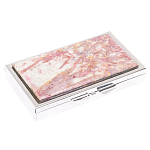 Таблетница карманная прямоугольная на 7 отделений с зеркалом и накладкой из натурального камня Турмалин Silver Stone Pillboxes варинант исполнения - 1 | Loft Concept в Саратове