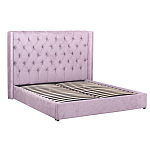 Кровать двуспальная фиолетовая с основанием из массива дерева с мягким изголовьем Velour Beds варинант исполнения - 1 | Loft Concept в Саратове