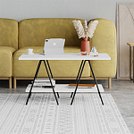 Стол журнальный с белой прямоугольной столешницей и полкой ESSEL WHITE варинант исполнения - 1 | Loft Concept в Саратове