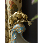 Чаша голубого цвета с оранментом и и бронзовыми фигурами леопардов Eden Garden варинант исполнения - 7 | Loft Concept в Саратове