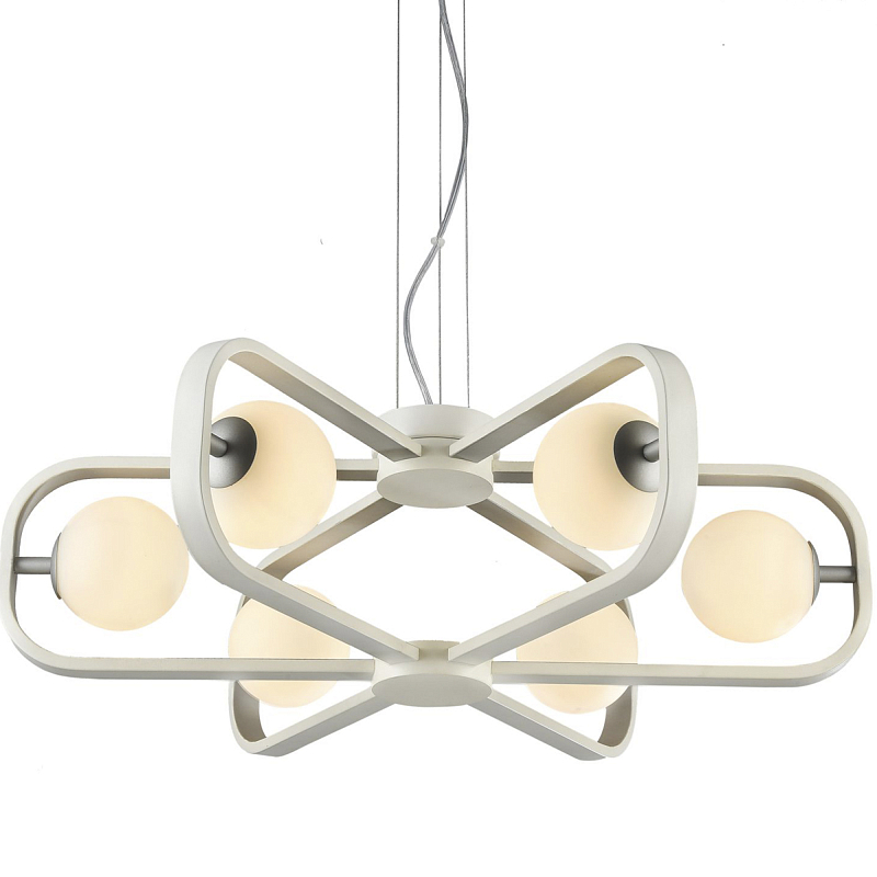 Люстра Michele Ball Chandelier Silver 6 Белый Серебряный Люстра Michele Ball Chandelier Silver 6 Белый Серебряный в Саратове | Loft Concept