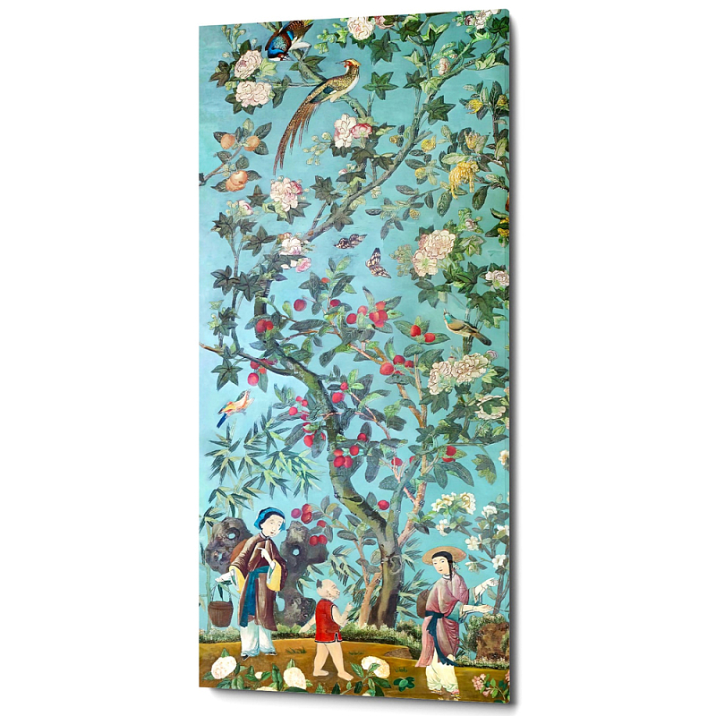 Постер на холсте в стиле шинуазри с изображением сада Chinoiserie Imperial Peach Garden Poster Бирюзовый Мульти Постер на холсте в стиле шинуазри с изображением сада Chinoiserie Imperial Peach Garden Poster Бирюзовый Мульти в Саратове | Loft Concept