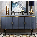 Дизайнерский комод синий глянцевый с золотыми ручками на 4-х дверцах Martin варинант исполнения - 2 | Loft Concept в Саратове