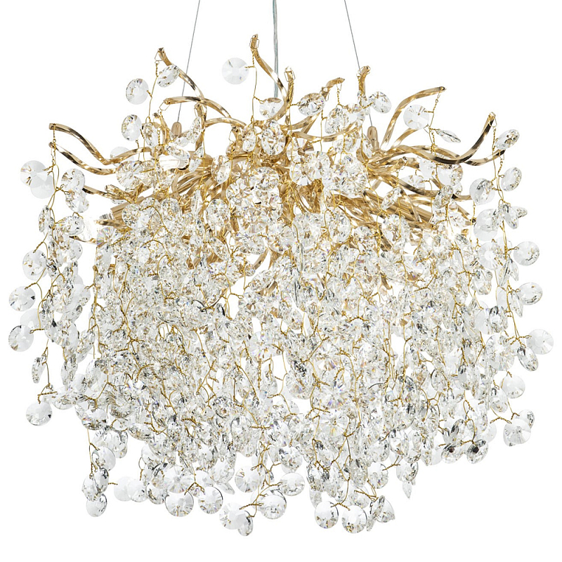 Люстра с хрустальными подвесками на металлических ветках Fairytree Light Gold Chandelier 10 Прозрачный Золотой Люстра с хрустальными подвесками на металлических ветках Fairytree Light Gold Chandelier 10 Прозрачный Золотой в Саратове | Loft Concept