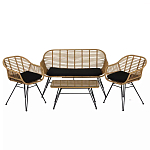 Журнальный столик с столешницей из ротанга и стекла Wicker Tabletop Under Glass варинант исполнения - 3 | Loft Concept в Саратове