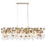 Люстра линейная с подвесками в форме монеток и золотистыми круглыми элементами из металла в виде лепестков FAIRYTREE Light варинант исполнения - 3 | Loft Concept в Саратове