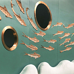 Обои с вышивкой ручной работы Deco Fish Original colourway варинант исполнения - 3 | Loft Concept в Саратове