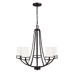 Люстра в цвете темная бронза с 5-ю белыми цилиндрическими плафонами Generation Lighting варинант исполнения - 2 | Loft Concept в Саратове