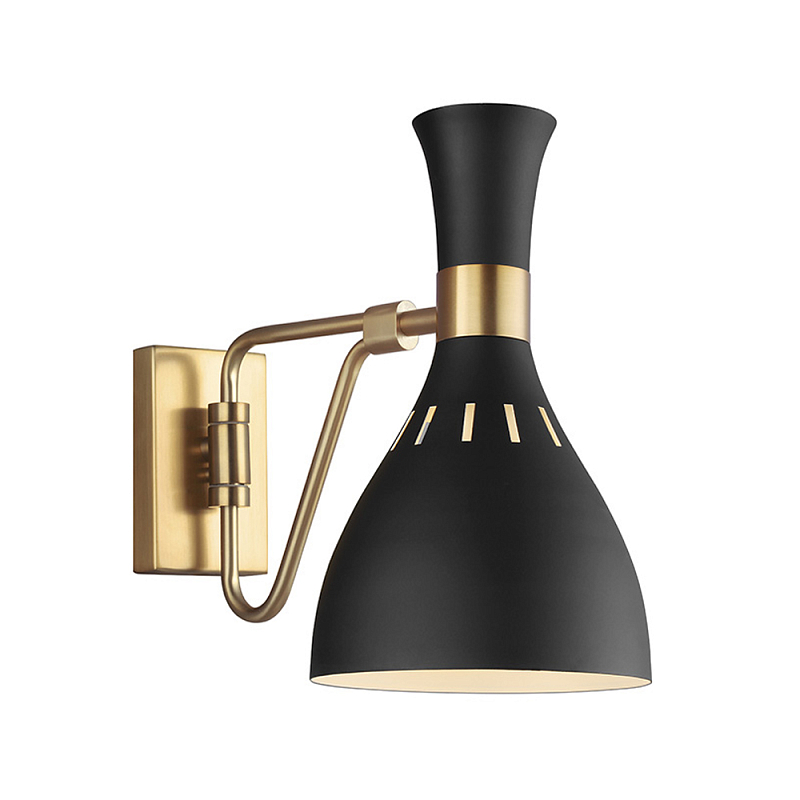 Бра с плафоном в форме песочных часов с узкими перфорированными отверстиями Feiss Черный Белый Латунь в Саратове | Loft Concept 