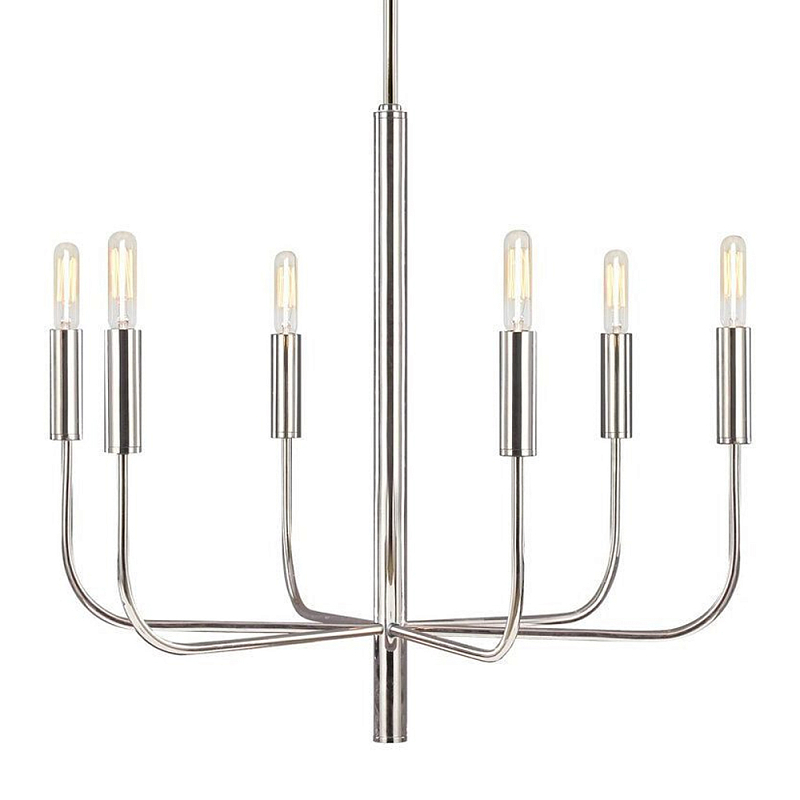 Люстра с 6-ю лампами Chandelier with Seamless Curve Латунь Серебряный в Саратове | Loft Concept 