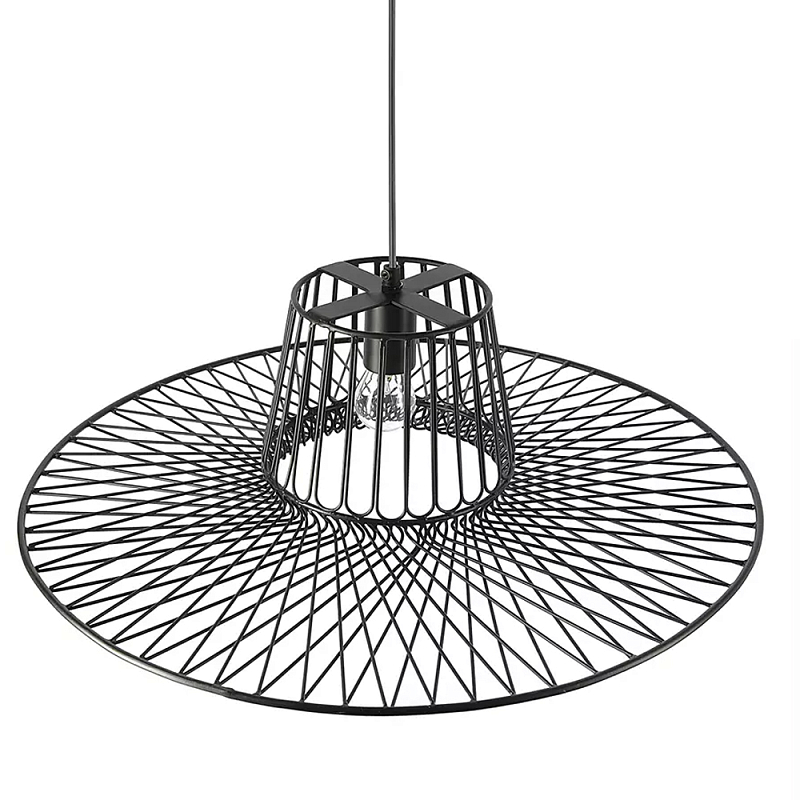 Подвесной светильник с плафоном из металлической сетки Lamp with Metal Mesh Shade Черный в Саратове | Loft Concept 