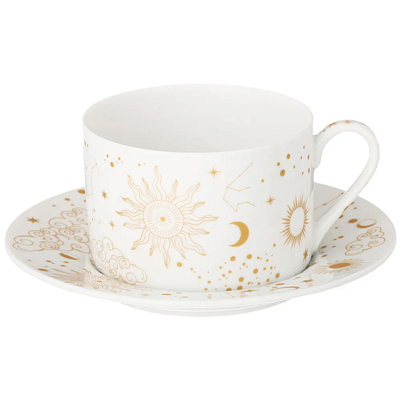 Чайная пара из фарфора с рисунком звезд и созвездий 200 мл Porcelain Astronomy Collection Белый Золотой Чайная пара из фарфора с рисунком звезд и созвездий 200 мл Porcelain Astronomy Collection Белый Золотой в Саратове | Loft Concept