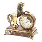 Часы настольные бронзовые с декором в виде коня Horse Stone Clock варинант исполнения - 2 | Loft Concept в Саратове