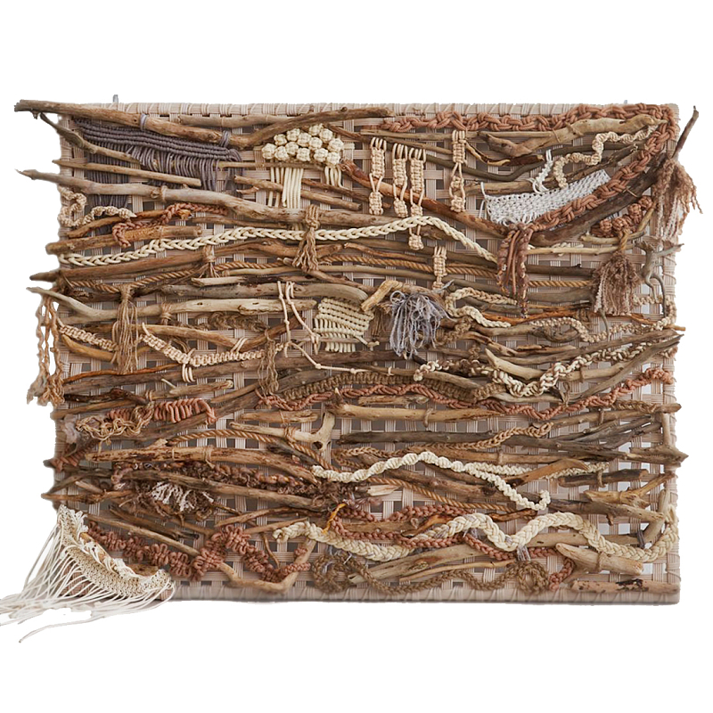 Большая Абстрактное Панно из веток и нитей Dryad Wall Art Коричневый Бежевый в Саратове | Loft Concept 