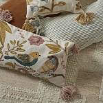 Чехол на подушку с кисточками и вышивкой птиц Ethnic mix Birds Rect варинант исполнения - 6 | Loft Concept в Саратове