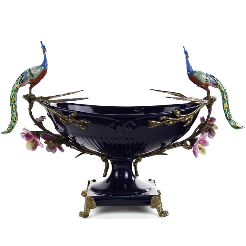 Чаша Deep Blue Peacock Bowl Сапфирово-синий Бронза Мульти в Саратове | Loft Concept 