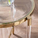 Золотой приставной столик с круглой стеклянной столешницей Weightless Table варинант исполнения - 7 | Loft Concept в Саратове