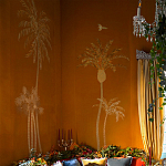 Обои с вышивкой ручной работы Deco Palms Original colourway on velvet 2 варинант исполнения - 1 | Loft Concept в Саратове