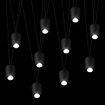 Подвесной светильник черными плафонами на длинных пересекающихся тросах Construction варинант исполнения - 10 | Loft Concept в Саратове