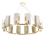 Люстра подвесная круглая с прямоугольными мраморными и золотистыми панелями на металлическом каркасе Диаметр 118 см Marble square Chandelier варинант исполнения - 3 | Loft Concept в Саратове