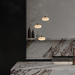 Подвесной светильник с плафоном в виде эллипса из белого алебастра Cryptocrystalline Stone варинант исполнения - 6 | Loft Concept в Саратове