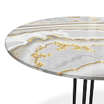 Стол журнальный с круглой столешницей из стекла Gray and Gold Marble варинант исполнения - 3 | Loft Concept в Саратове