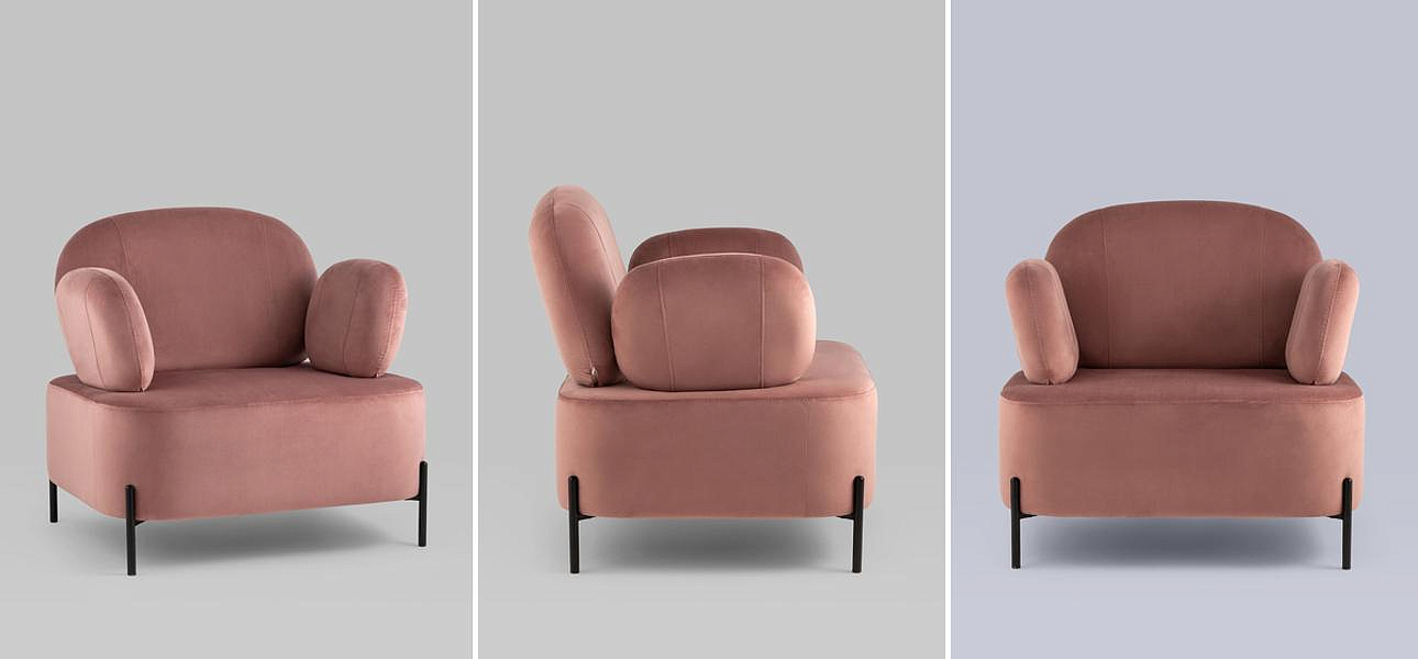 Кресло Color Block пыльно-розовый велюр Кресло Color Block пыльно-розовый велюр - Loft-Concept в Саратове