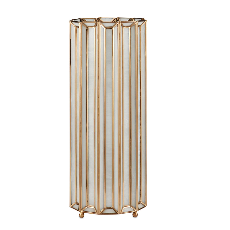 Настольная лампа в форме цилиндра фактурная Soft Glow Lamps Молочный Латунь в Саратове | Loft Concept 