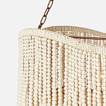 Трехъярусная люстра с подвесками из круглых деревянных бусин белая White Beads Three-tier Chandelier  варинант исполнения - 3 | Loft Concept в Саратове