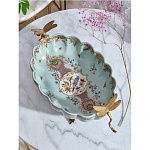 Чаша из голубого фарфора на бронзовых ножках с рисунком цветов и фигурками стрекоз Blue Garden варинант исполнения - 4 | Loft Concept в Саратове