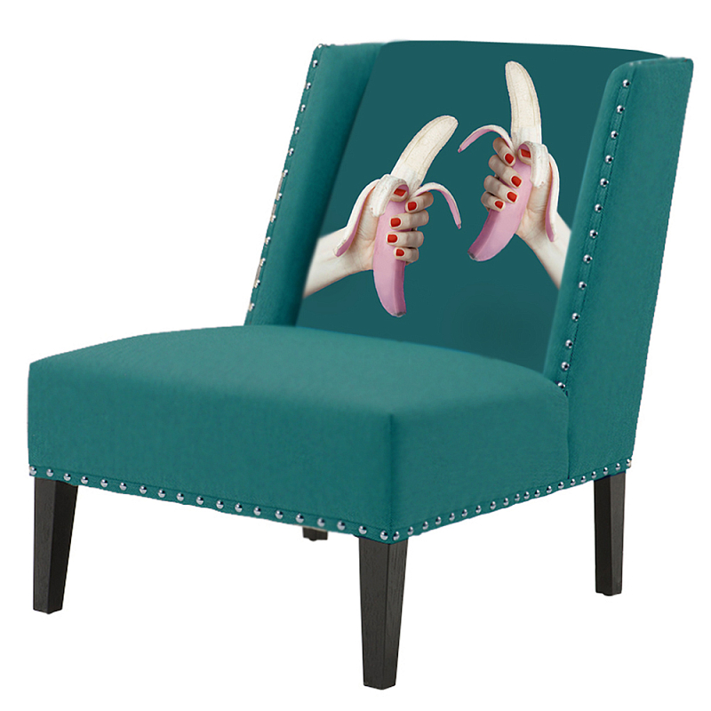 FUN Armchair Two Bananas Turquoise Дизайнерское кресло с цветным принтом Бирюзовый в Саратове | Loft Concept 