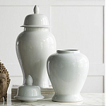Ваза белая с крышкой однотонная Chinoiserie Ceramics варинант исполнения - 3 | Loft Concept в Саратове