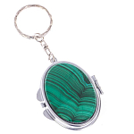 Зеркало брелок карманное двухстороннее из натурального камня Малахит Stone Mirrors варинант исполнения - 1 | Loft Concept в Саратове