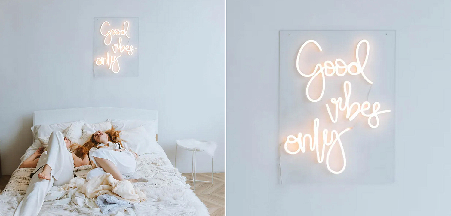 Неоновая настенная лампа Good Vibes Only Neon Wall Lamp Неоновая настенная лампа Good Vibes Only Neon Wall Lamp - Loft-Concept в Саратове