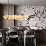 Подвесной светильник с фигурными элементами из белого алебастра Cryptocrystalline Stone варинант исполнения - 9 | Loft Concept в Саратове